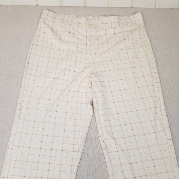 Crosby Women’s Pants Sz XL Pull On High Rise Straight Leg Beige Checker Pattern - Picture 2 of 11